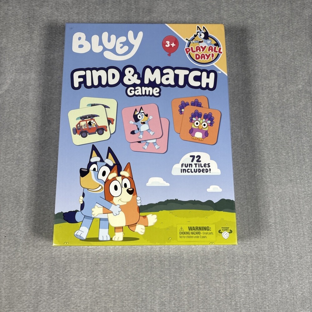 Moose Games Bluey Find & Match Family Game 72 Tiles New 630996915936